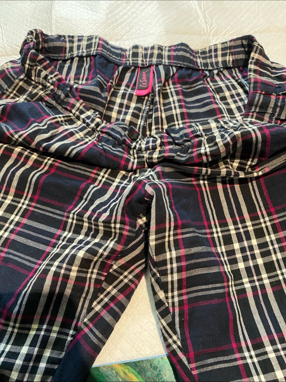La SENZA Black Plaid Pajamas with White Accents